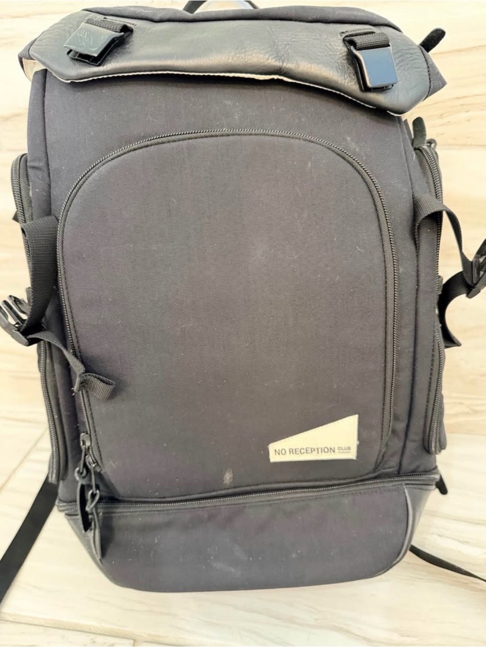 Black 'No Reception Club' Backpack with Sliders - Picture 6 of 10